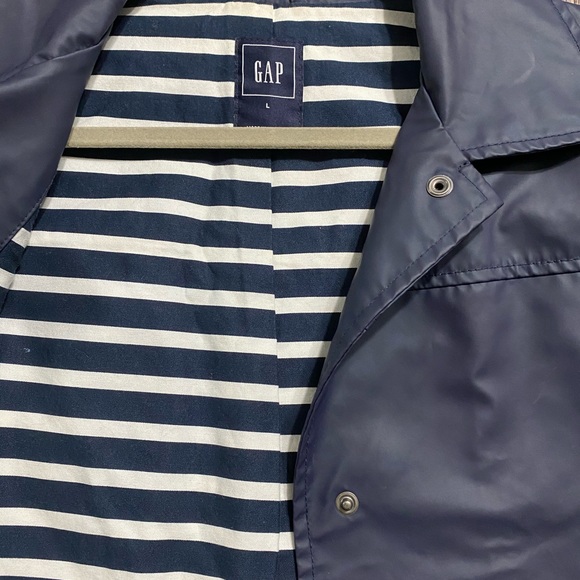 Gap Navy Striped Lined Raincoat w/ detachable hood - Picture 3 of 6